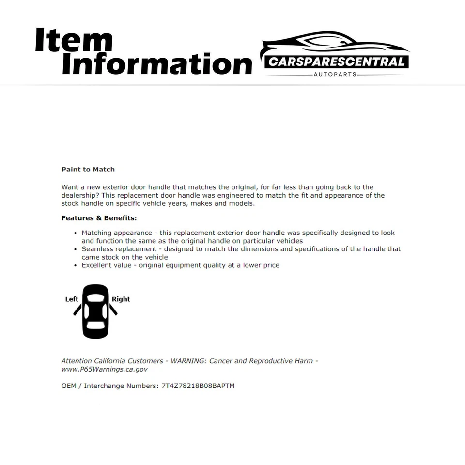 Manija de puerta exterior trasera derecha para Ford Flex 2009-2010 3,5 L Foto 3 de 4