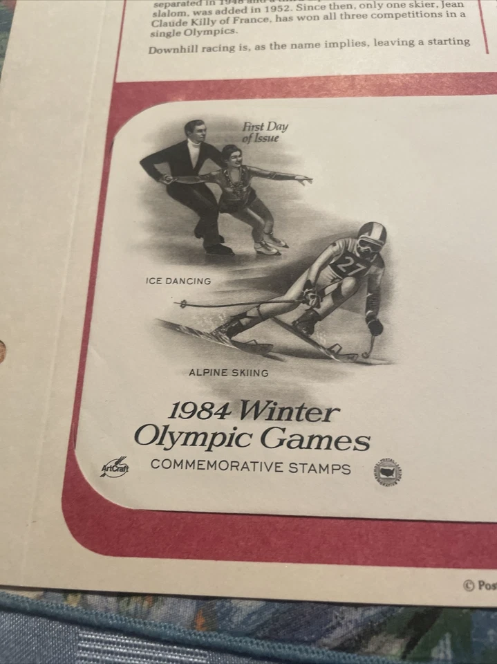 NRMT FDC 1984 WINTER OLYMPIC GAMES 2 20 CENT STAMPS ICE DANCING ALPINE SKIING - Image 2 of 4
