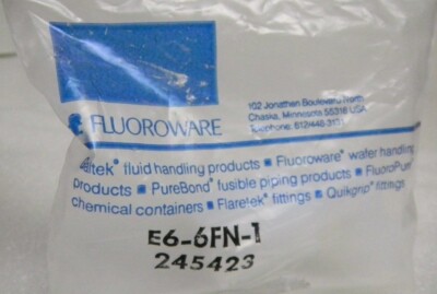 Fluoroware Flaretek Elbow Adapter Fitting E6-6FN-1, 3/8'' In/Out, New
