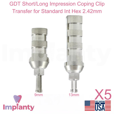 5x GDT Clip geschlossene Schale Transfer Abformung Abdeckung kurz/lang Int Sechskant 2,42 mm