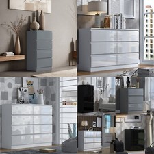 Chest Of Drawers Gloss Front Matt Frame Wide Bedside Storage Bedroom Furniture