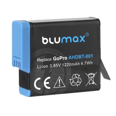 Blumax Akku passend für GoPro Hero AHDBT-801, Hero 5/6/7/8 AHDBT-501 1250 mAh