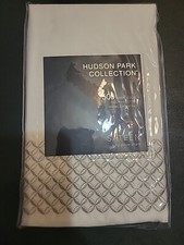 Hudson Park Sateen King Pillow Sham Embroidered Geo 500TC Pima Cotton Silver