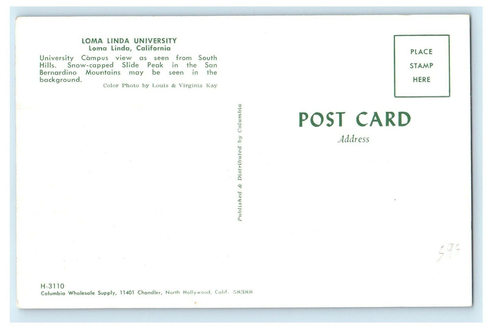 Bird's Eye View Of University Campus Loma Linda San Francisco CA Postcard