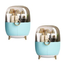 NNEAGS 2X Blue Transparent Countertop Makeup Organiser Cosmetic Storage Waterpro