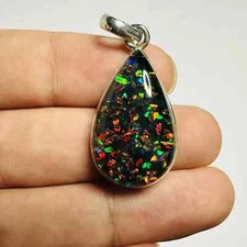 Sterling Silver Triplet Pear Opal Gemstone Handmade Pendant Jewelry 15.45 Ct