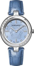 Versace VE2J00121 New Lady silver blue Leather Women's Watch NEW