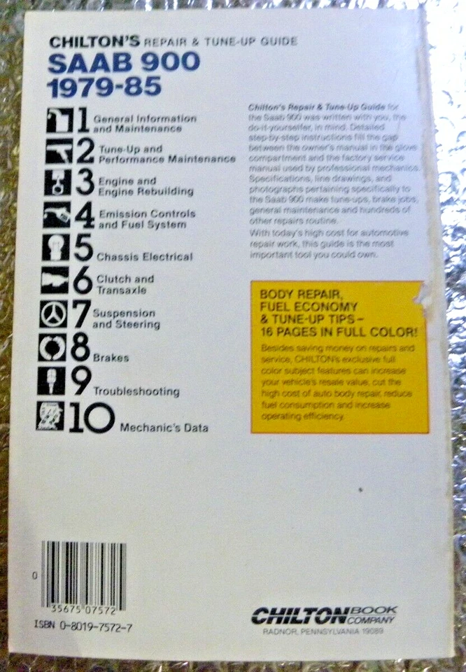 Manuales de puesta a punto y reparación Chilton: Saab 900 1979-1985 ENVÍO GRATUITO Foto 3 de 4