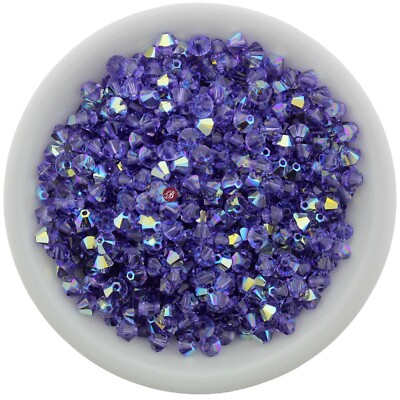 Preciosa Bicones Tanzanite AB 3mm, 4mm, 6mm Crystal Bicones