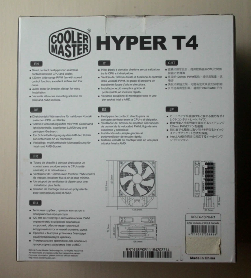 Cooler Master HYPER T4 Rr-t4-18pk-r1 120mm CPU Fan for Intel and AMD Sockets... - Image 2 of 2