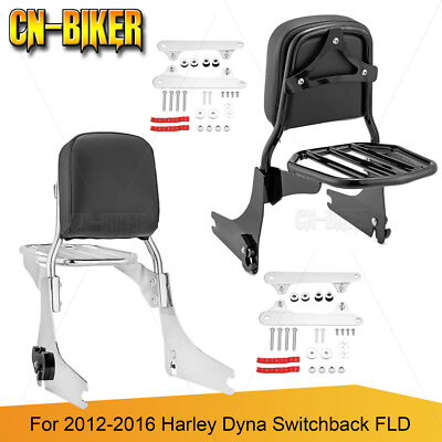 Backrest Sissy Bar w/Luggage Rack / Docking For Harley 12-16 Dyna Switchback FLD