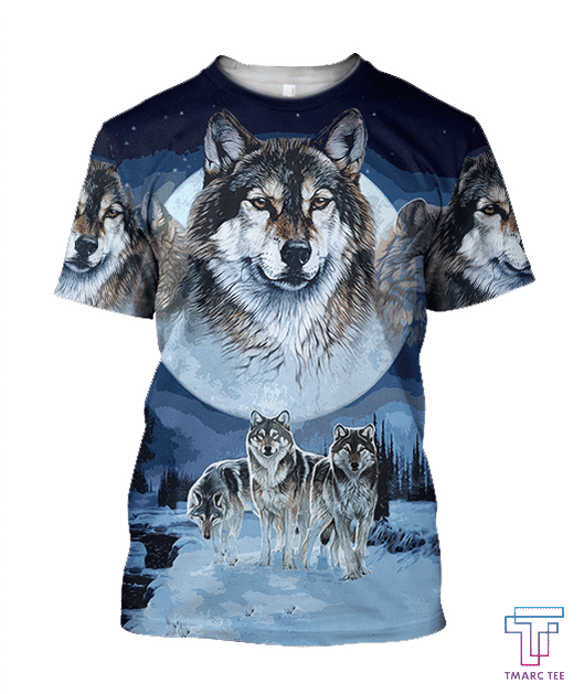 Native Wolf 3D Printed T-shirt , Street Style 3D Printed T-Shirts , Wolf Tee