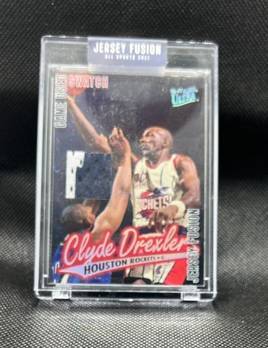 Jersey Fusion Game Used Patch Clyde Drexler Rockets HOF! 97-98 Season