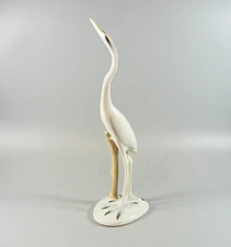 AQUINCUM, MID-CENTURY MODERN CRANE BIRD, HANDPAINTED PORCELAIN FIGURINE ! (J049)