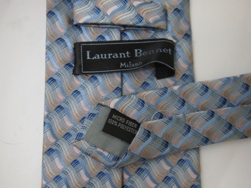 Vintage Laurant Bennet Herren-Krawatte blau grau geometrisch 56" kurz - Bild 3 von 4