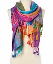 Women Rainbow Paisley Pashmina Scarf Wrap Shawl Bohemian Christmas Gift Fashion