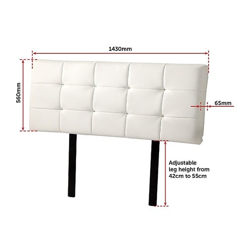 PU Leather Double Bed Deluxe Headboard Bedhead Bedroom Furniture - White - Picture 6 of 6