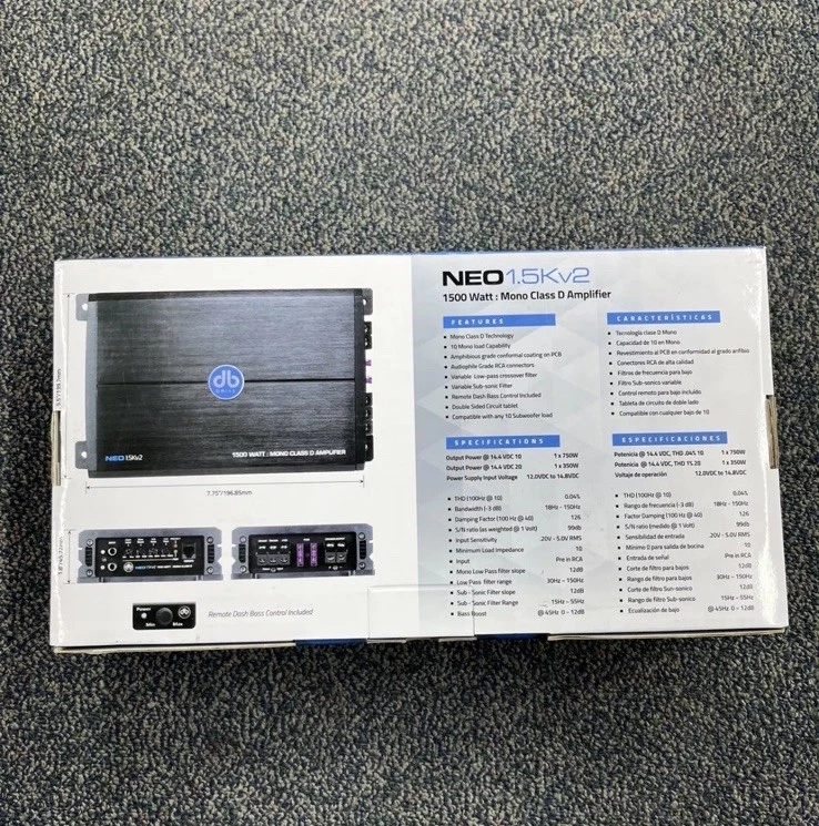 DB Drive Neo1.5kv2 mono Class D Amplifier 1500watts Marine 1 ohm New - Image 2 of 2