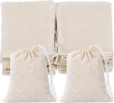 3 x 4 Inches Muslin Cotton Drawstring Bags Canvas Linen Sachet Bag Reusable E...