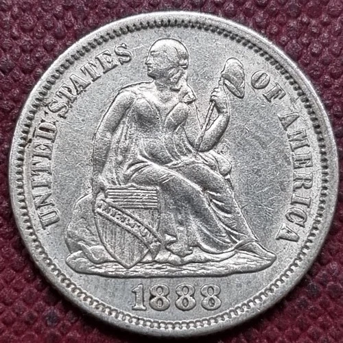 1888 Seated Liberty Dime 10c AU #98720
