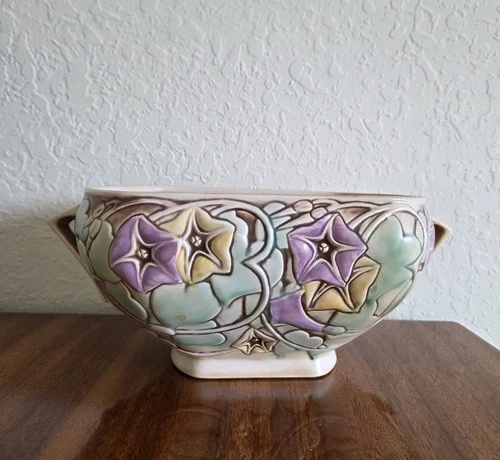 ROSEVILLE   MORNING  GLORY  CONSOLE / BOWL -- MINT  - Model