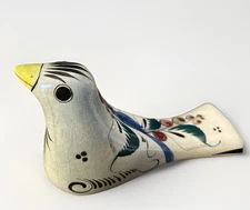 Tonala Bird Folk Art Pottery Figurine 7.5” Long Mexico, Signed