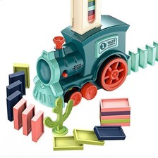 Domino Train Automatic Domino Placement You Set - Includes 60 Dominos Blue NEW