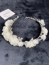 Bridal Cloth Roses  Crystal Tiara Head Piece Wedding Les accessories Barcelona
