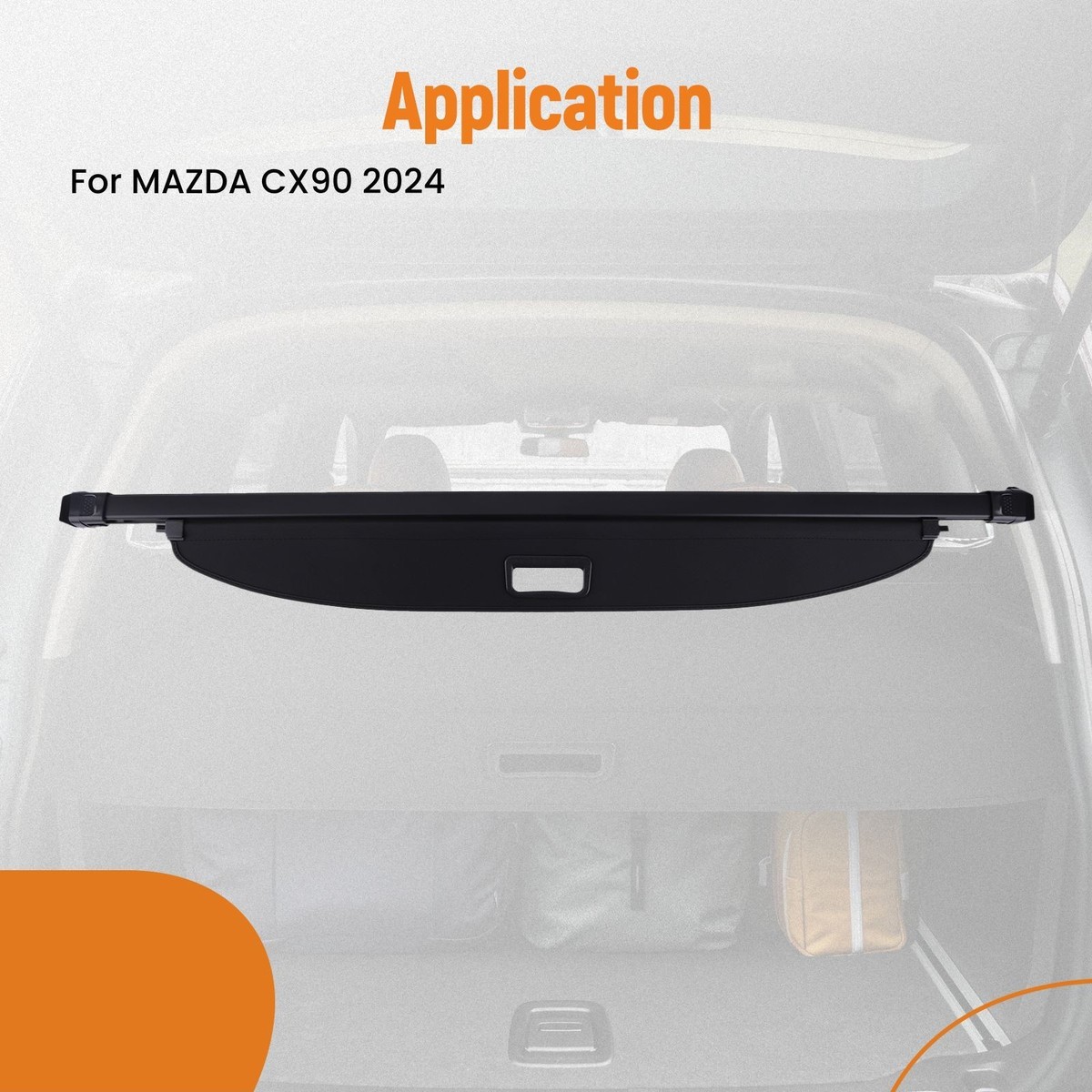 Trunk Cargo Cover Black for Mazda CX90 2024+ Retractable Privacy