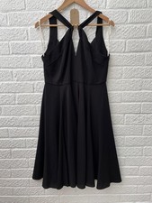 Halston Heritage Black Skater Style Knee Length Dress Size UK 14