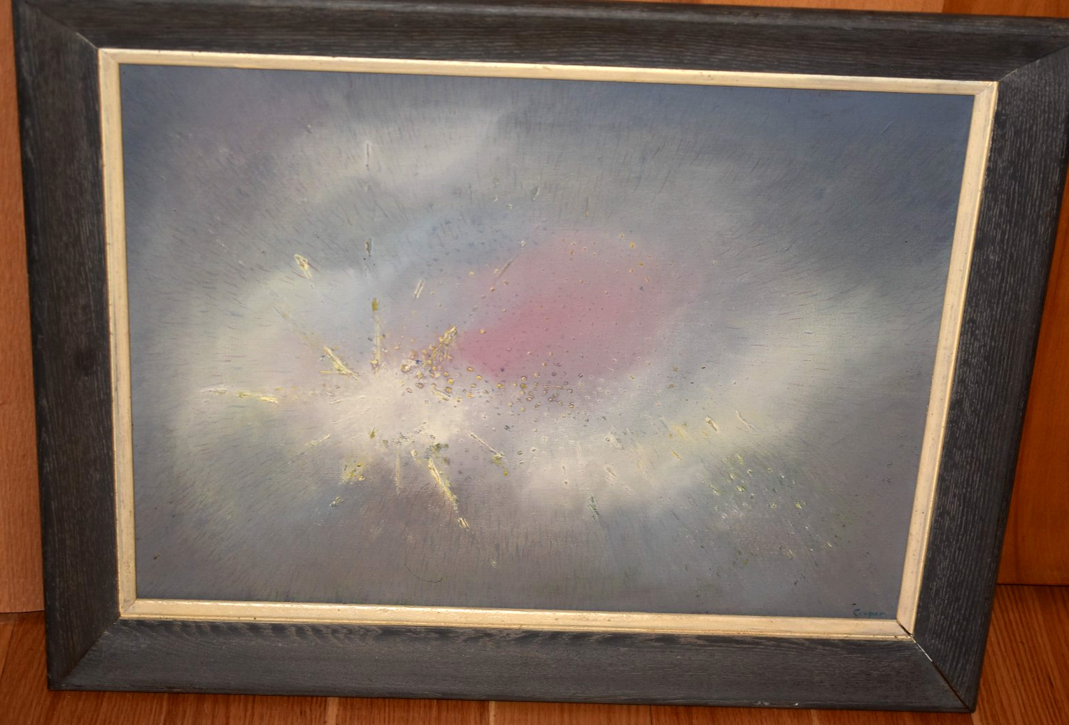 VTG 1960s Boston Mid Century Amazing Abstract Drip Atomic Painting Edward Cooper