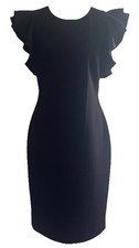 Tommy Hilfiger Sheath Dress Womens 10 Black Butterfly Sleeves Jersey Knit EXC