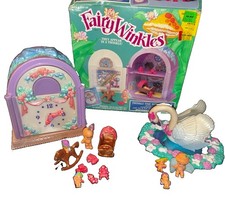 Vintage 1993 Fairy Winkles Twinkle Time Nursery Clock Magic Swan Mirrorfigures