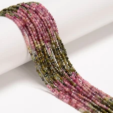 Natural Gradient Multi Color Tourmaline Faceted Round Beads Size 2mm 15.5"Strand