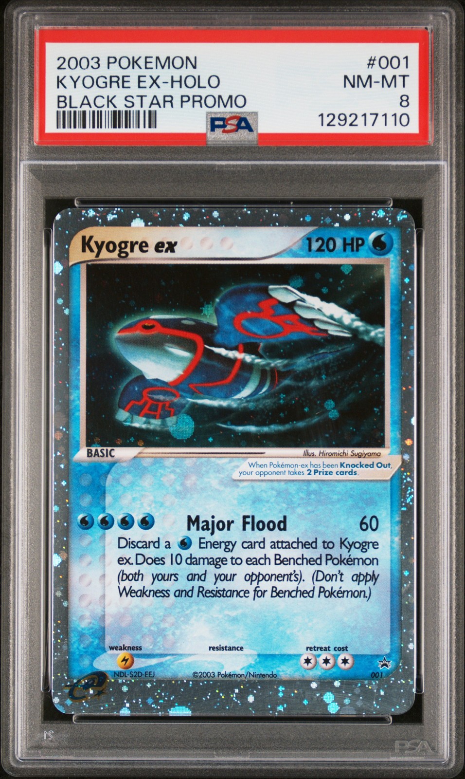 2003 POKEMON BLACK STAR PROMO #001 KYOGRE EX-HOLO PSA 8