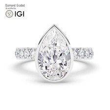 Pear Diamond Engagement Ring Platinum Labgrown 3.60 Ct Solitaire