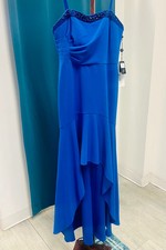 FINAL SALE Adrianna Papell Beaded Strapless Hi Low Gown - Royal