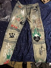 off white jeans 32 blue with art designs 