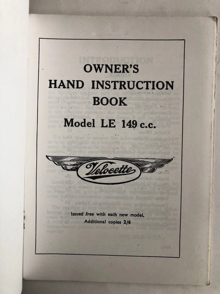 Velocette L E Model 149 cc Owner's Handbook & Maintenance Vintage Reprint - Image 2 of 4