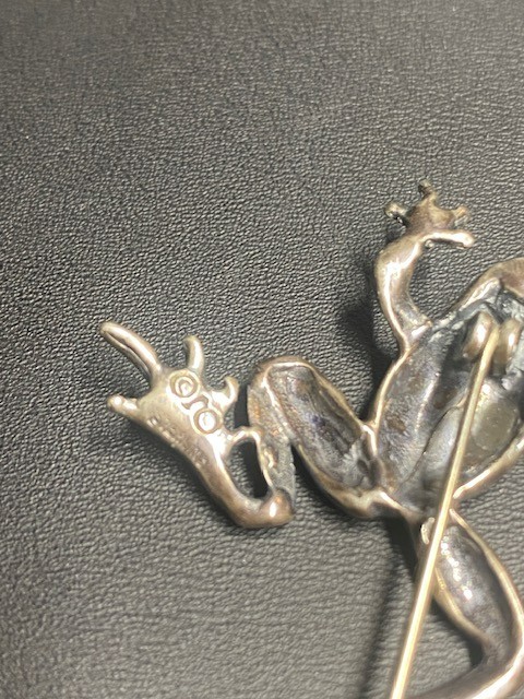 DYNAMIC 925 STERLING SILVER JUMPING FROG  BROOCH … - image 5