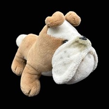 Vintage Dakin 13" Bulldog Plush Stuffed Animal White  Tan Puppy Dog 1984 Stands