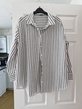 Matalan Size 14 Striped Shirt Stripey Size Beach Cover Up 100% Cotton Summer