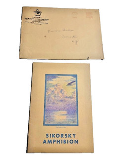 1930 SIKORSKY S 38 AMPHIBION AIRPLANE SALES BROCHURE W/ ORIGINAL ENVELOPE #2602