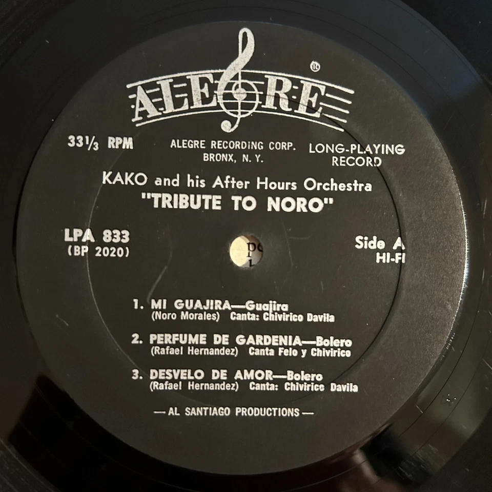 KAKO AFTER HOURS ORCHESTRA Tributo A Noro LP on Alegre 1964 mono latin - Image 3 of 4