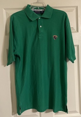 Vtg Gant Rough Weather Polo Shirt Men's Medium Embroidered Logo Green Striped