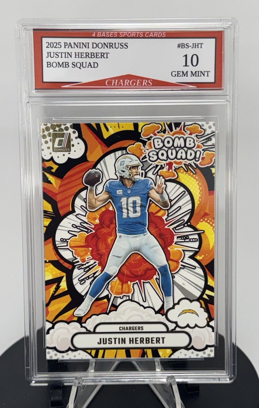2025 Panini Donruss Justin Herbert Bomb Squad Card #BS-JHT Gem Mint 10