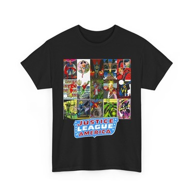 JLA T-Shirt George Perez 80s Postcard Art Zatanna Hawkman Vintage-Style Tee