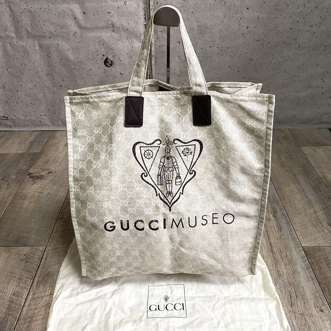 GUCCI GG Canvas Tote Bag Beige Authentic G040180 Shoulder Bag