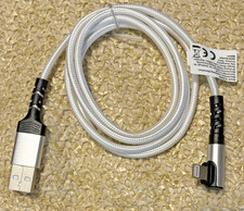 USB 90 Degree DATA CHARGING CABLE FOR iPhone 11-14 WHITE 3.3' Lightning Fast