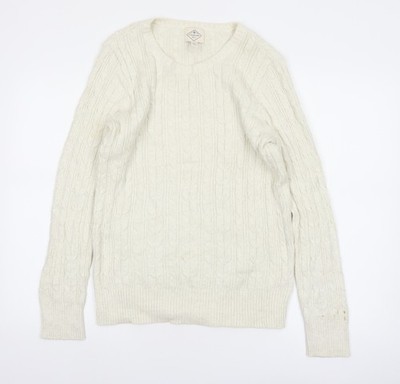 St John's Bay Damen Pullover Elfenbein Zopfmuster Baumwollmischung Größe L